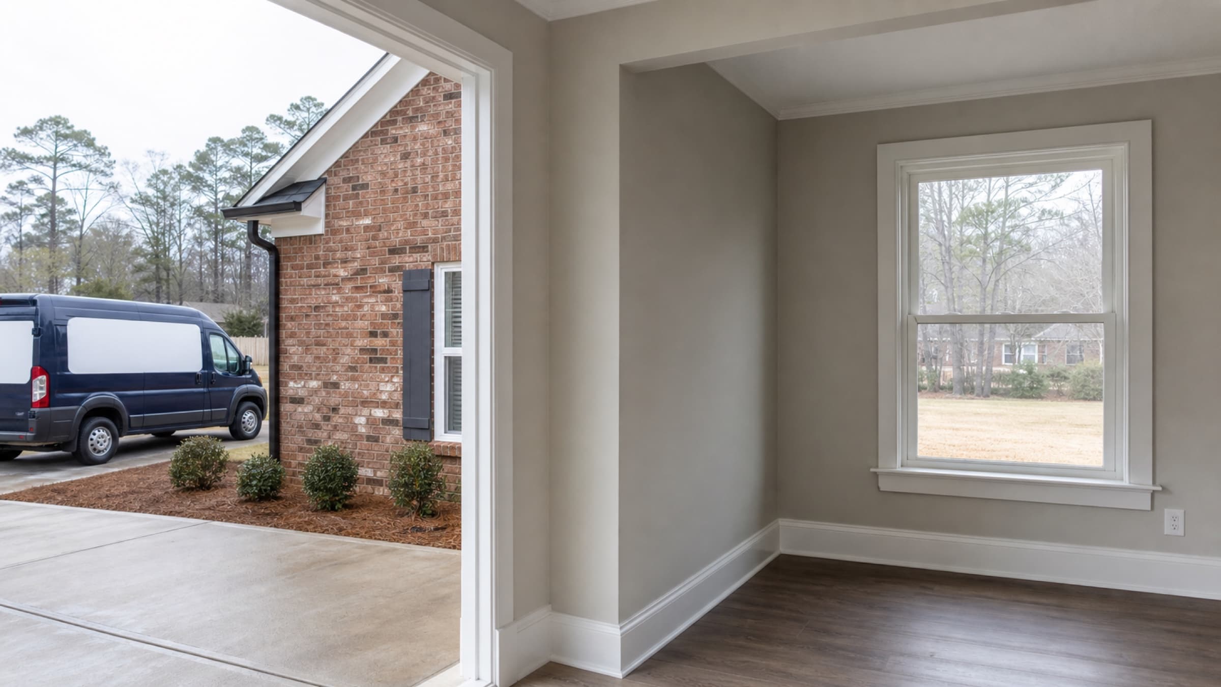 A former garage converted to a finished room, with the door opening closed in and a new window fitted to match the house